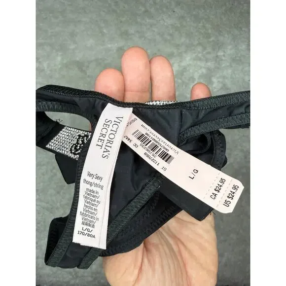 NWT Victoria’s Secret Very Sexy Black "Bling" Thong Bundle 3pc Size L - Picture 5 of 10